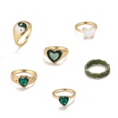 European and American new green dripping oil Tai Chi zircon heart ring 6piece setpicture11