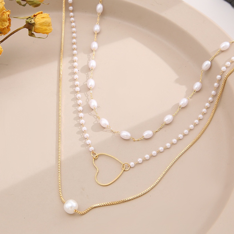 Bijoux Fantaisie Colliers | Mode Perle Simple Clavicule Chane Diamant Papillon Pendentif CollierTrois Couches - PT17309