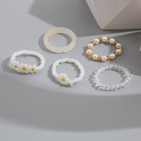 Ensemble de 5 pièces de perles de fleurs de mode simples européennes et américaines's discount tags