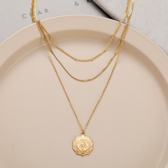 Modeschmuck mehrschichtige goldene Lotus Buddha Halskette 3-teiliges Set
