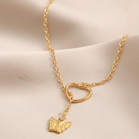 chaîne de clavicule en forme de coeur créatif collier creux amour papillon simple's discount tags