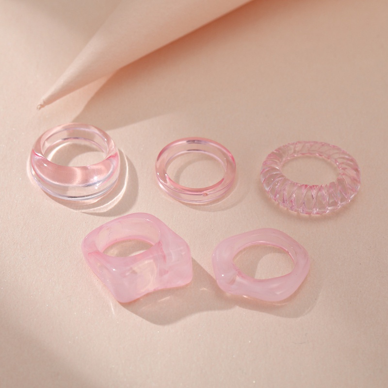 Grohandel Joint Ring Set 5teiliger kreativer einfacher transparenter Harzring