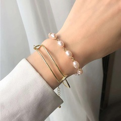 Retro Baroque Pearl Chain Double-layer Set Hollow Bracelet