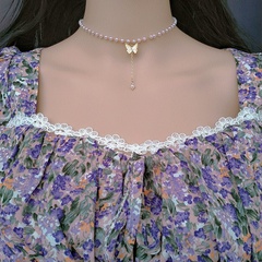 creative retro portrait pearl multi-layer necklace simple two-layer clavicle chain