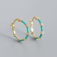 vintage s925 silver geometric bamboo section zircon enamel color drop earringspicture14
