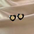 retro earrings black and white heartshaped camellia earrings alloy ear jewelrypicture10