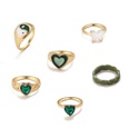 European and American new green dripping oil Tai Chi zircon heart ring 6piece setpicture12