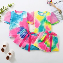 2022 Children's Boys and Girls Tie Dye Suit Short Sleeve Top Shorts
