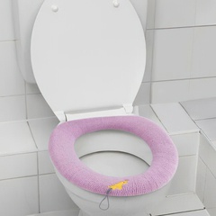 Couvercle de toilette en tricot épais à poignée rose clair en gros