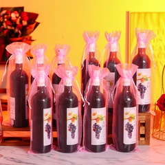 10 Pink Organza Wine Packaging Drawstring Pockets
