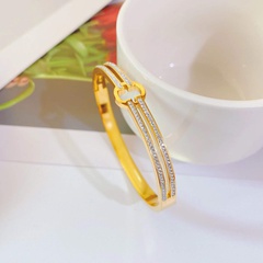 fashion trend new double-layer inlaid zircon titanium steel bracelet