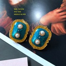 vintage blue enamel colorful lines retro earrings wholesalepicture12