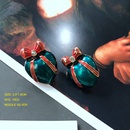 vintage blue enamel colorful lines retro earrings wholesalepicture14