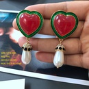 retro heart contrast color enamel glaze pin earrings wholesalepicture12