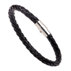 Rotating Magnetic Buckle Leather Woven Snake Leather Rope Bracelet