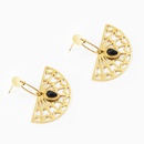 fanshaped fashion natural stone water drop stainless steel earringspicture3