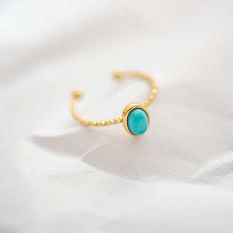 Retro-Ring aus Edelstahl in schlichtem Design mit türkisfarbenen Intarsien's discount tags