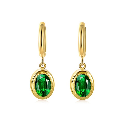 Emerald Zircon Ear Buckles Titanium Steel Oval Geometric Earrings's discount tags