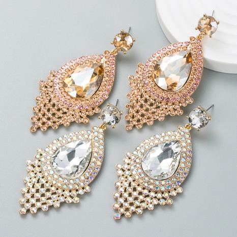 fashion diamond-encrusted glass diamond rhinestone earring's discount tags