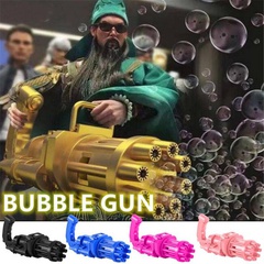 Pistolet à bulles poreux automatique pour enfants Machine à bulles Gatling soufflant des jouets à bulles