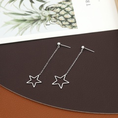 Simple classic tassel slim hollow star pendat copper earrings