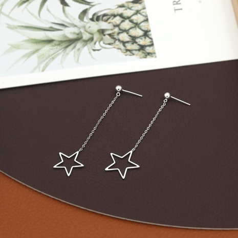 Simple classic tassel slim hollow star pendat copper earrings's discount tags