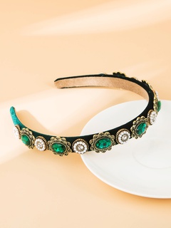 thin edge green diamond inlaid pearl ornament headband