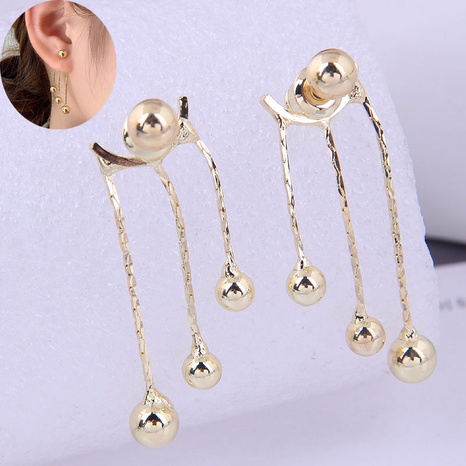 Boucles d'oreilles en cuivre élégantes avec perles à pampilles en métal à la mode's discount tags