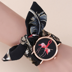 Moda todo fósforo animales a juego lindo flamenco pluma casual reloj de cuarzo