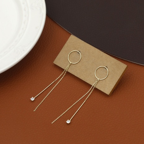 Simple classic zircon muliti-tassel fashion copper earrings NHIK620327's discount tags