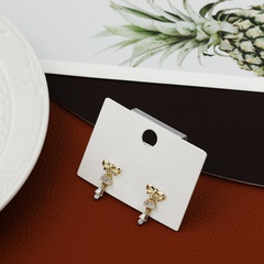 bow crystal pendatn shining luxury niche simple classic copper earrings