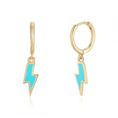 fashion contrast color S925 silver needle dripping oil lightning copper earrings