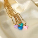 Fashion Stainless Steel Colorful Enamel Heart Pendant Bead Chain Necklace Jewelrypicture8