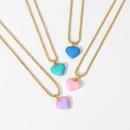 Fashion Stainless Steel Colorful Enamel Heart Pendant Bead Chain Necklace Jewelrypicture9