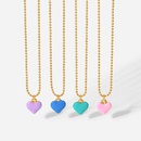 Fashion Stainless Steel Colorful Enamel Heart Pendant Bead Chain Necklace Jewelrypicture10