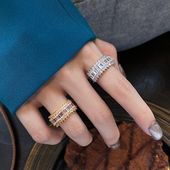 Korean open ring niche female micro-encrusted zircon copper plated real gold ring