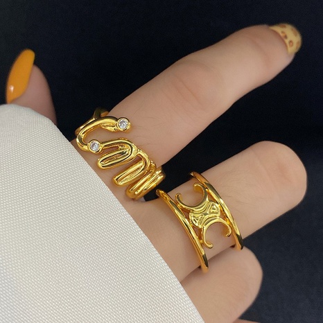 anillo de cobre ajustable de apertura simple anillo de Arco de Triunfo francés hembra's discount tags