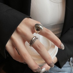 niche retro multi-layer thick hip-hop opening adjustable index finger ring