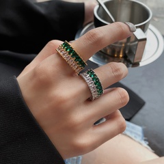 simple cross ring female simple copper inlaid colorful zircon index finger ring