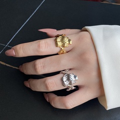 Fashion irregular wave fishtail pattern ring female simple silver plated copper ring