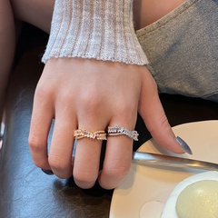 Korean index finger open ring female simple cross copper inlaid zircon ring wholesale