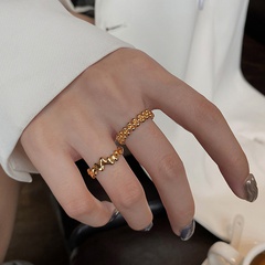 Korean retro geometric golden copper beads fashion fine ring wholesale
