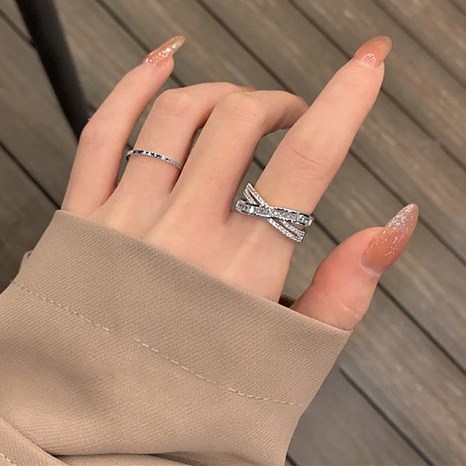 einfache öffnung verstellbarer ring kreuz voll diamant kupfer zeigefinger ring großhandel's discount tags