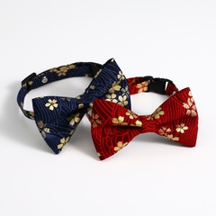 Chinese style pet collar adjustable bow tie cat small dog collar