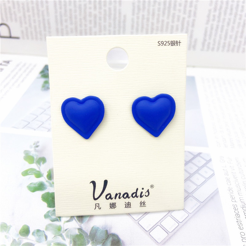 fashionable solid color heartshaped metal earrings wholesale