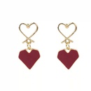 fashion contrast color hollow double heartshaped metal earrings wholesalepicture9