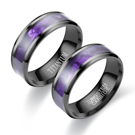 Europa und die Vereinigten Staaten Neuer Titanstahlring Klassischer schwarzer lila Ring für Herren's discount tags