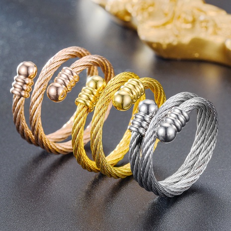 Neuer verstellbarer Ring aus Titanstahl, koreanischer geflochtener geknoteter Paarring's discount tags