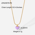 Fashion Stainless Steel Colorful Enamel Heart Pendant Bead Chain Necklace Jewelrypicture13