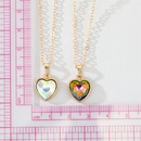 fashion retro zircon heart pendant multicolor stone pendant necklacepicture7